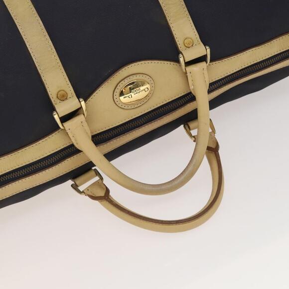 DIOR Sports Boston Bag Leather Pvc Navy Gold - Picture 7 of 12